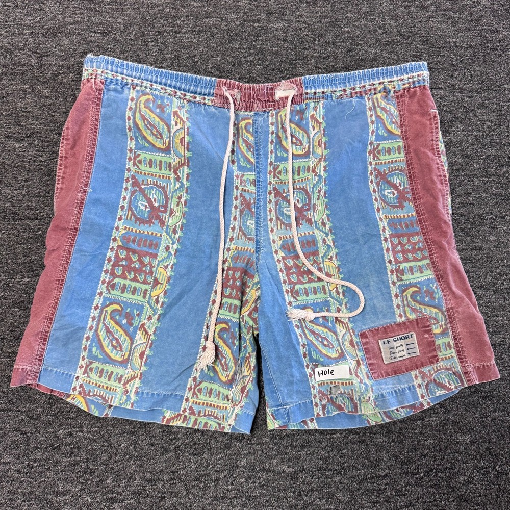 Vintage 80s LE Sport Paisley Surf Skate Board Sweat Shorts Mens -Sz M Multicolor
