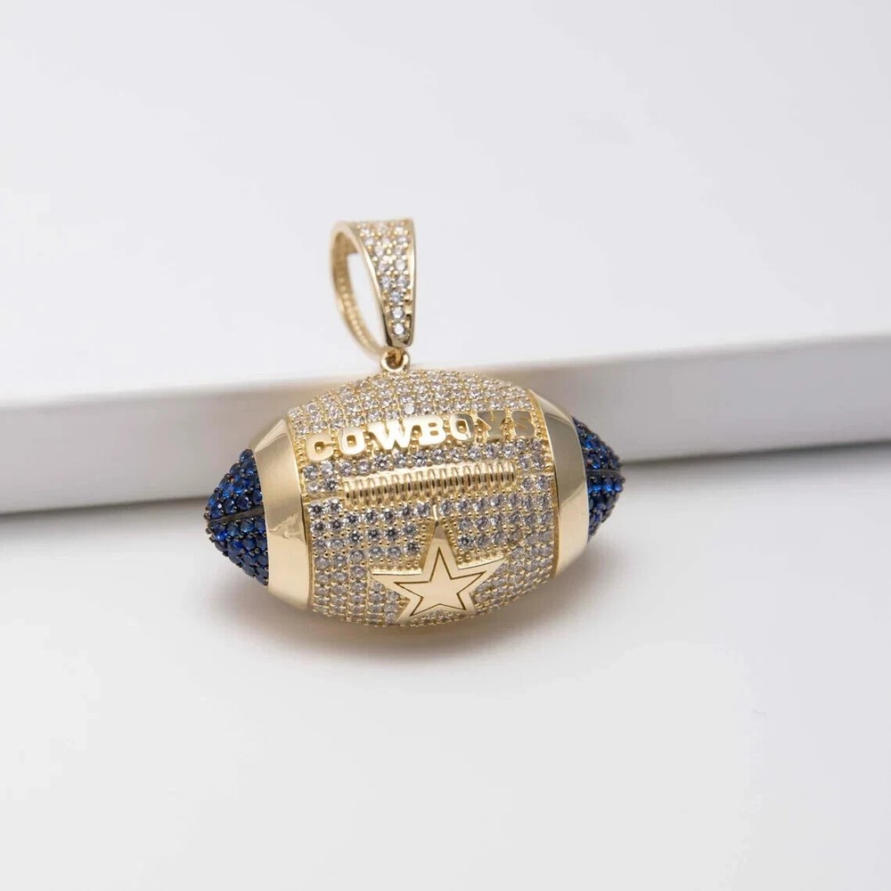 2 Ct Lab Blue Sapphire Dallas Cowboys Pendant in 14k Gold