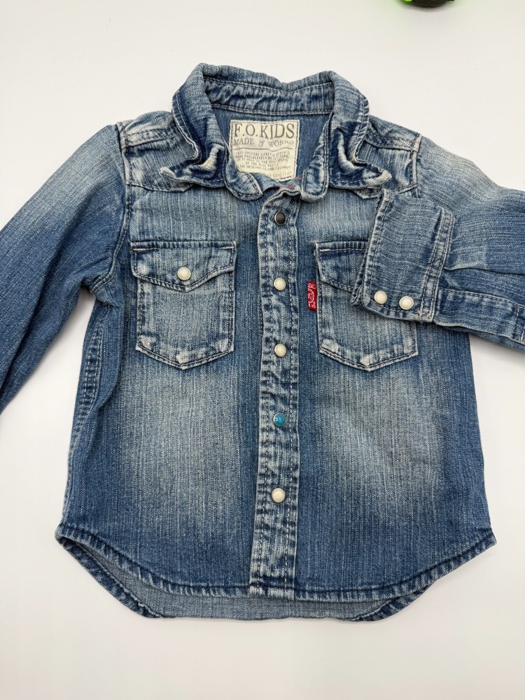 F.O.KIDS Denim Western Snap Shirt Long Sleeve Size 100 3-4 Years Pre-owned