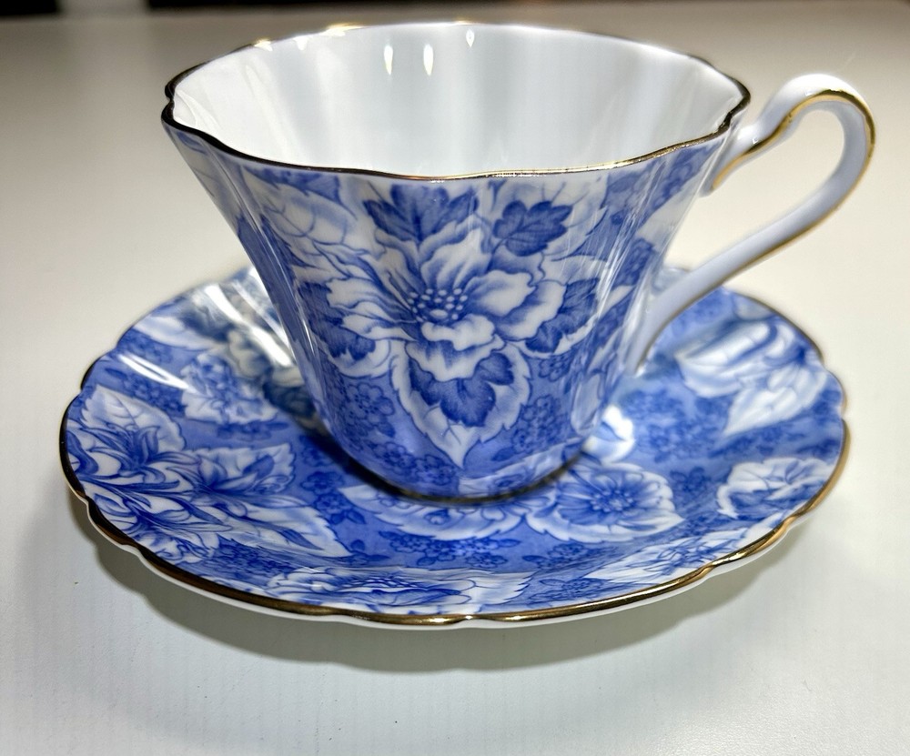Teacup & Saucer, Royal Stafford, Blue ‘Tapestry’ pattern; England; Vintage,used