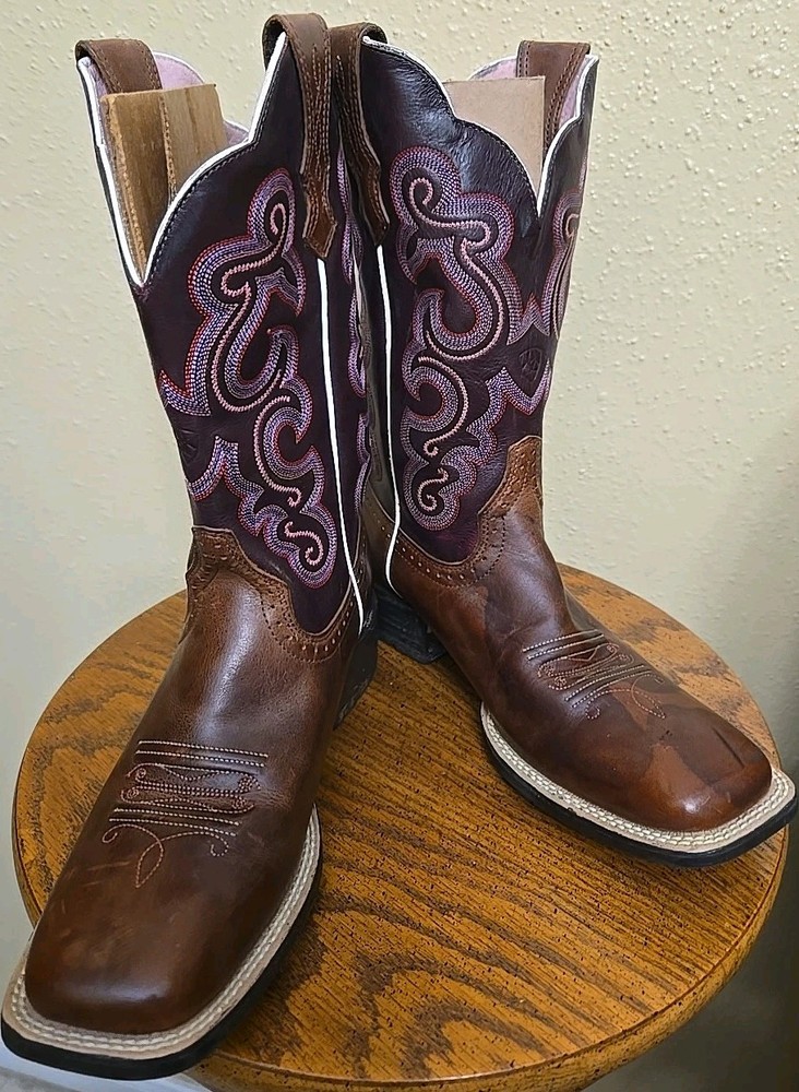 Ariat Womens Quickdraw Leather Cowgirl Boots Size 8 B Western Style 10004719