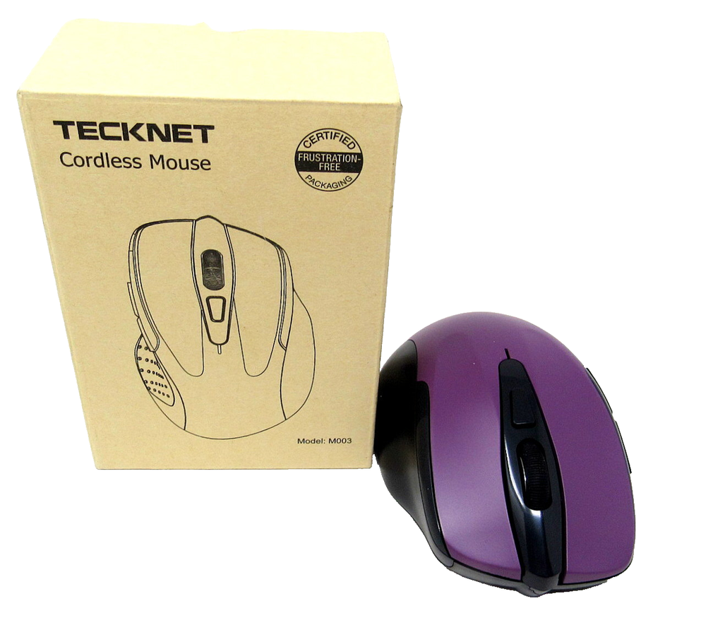 Tecknet M0003 Purple Wireless Mouse 6 Buttons 2 AAA Batteries