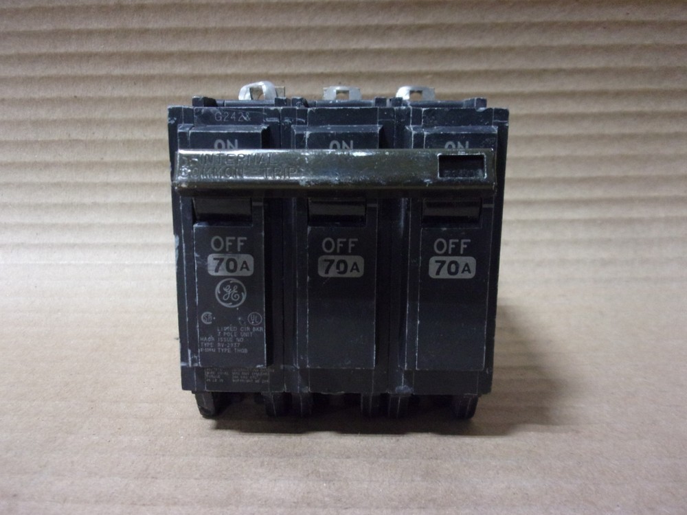 GE THQB THQB32070 3 Pole 70 Amp 240V Silk Screen Bolt-On Circuit Breaker