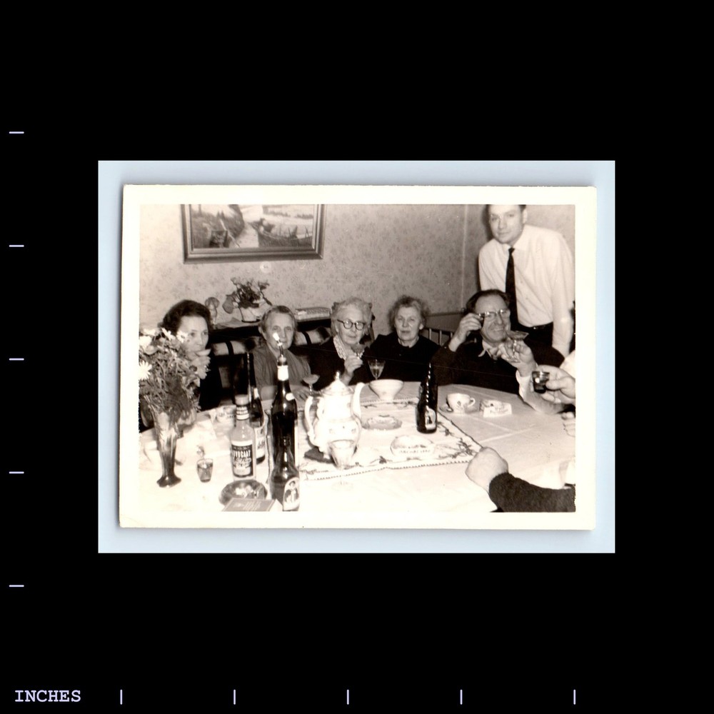 Old Vintage Photo MEN WOMEN SITTING AROUND DINNER TABLE