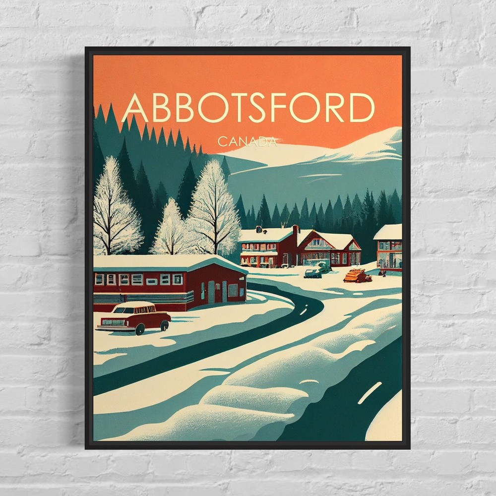 Abbotsford Canada Retro Art Print Abbotsford Wall Art Illustration Abbotsford