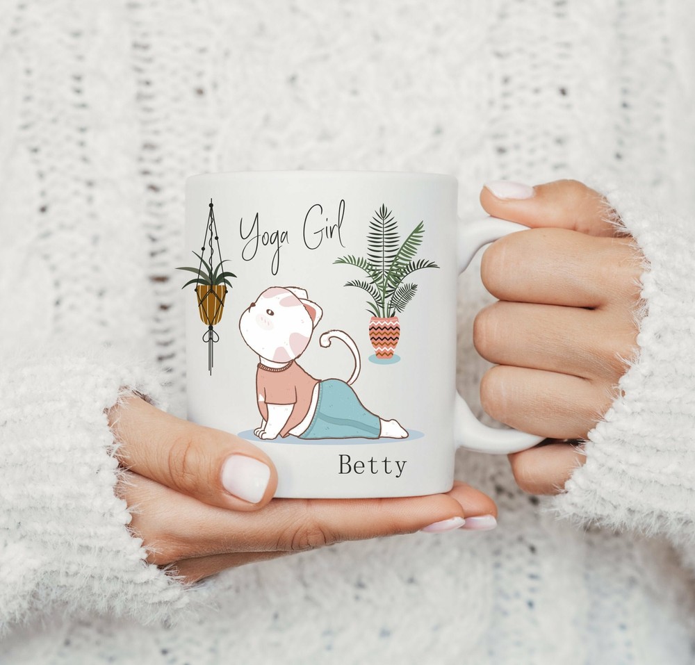Cat Yoga Mug Custom Mug Personalised Yoga Girlmug Christmas Mug Yoga Gift Yoga