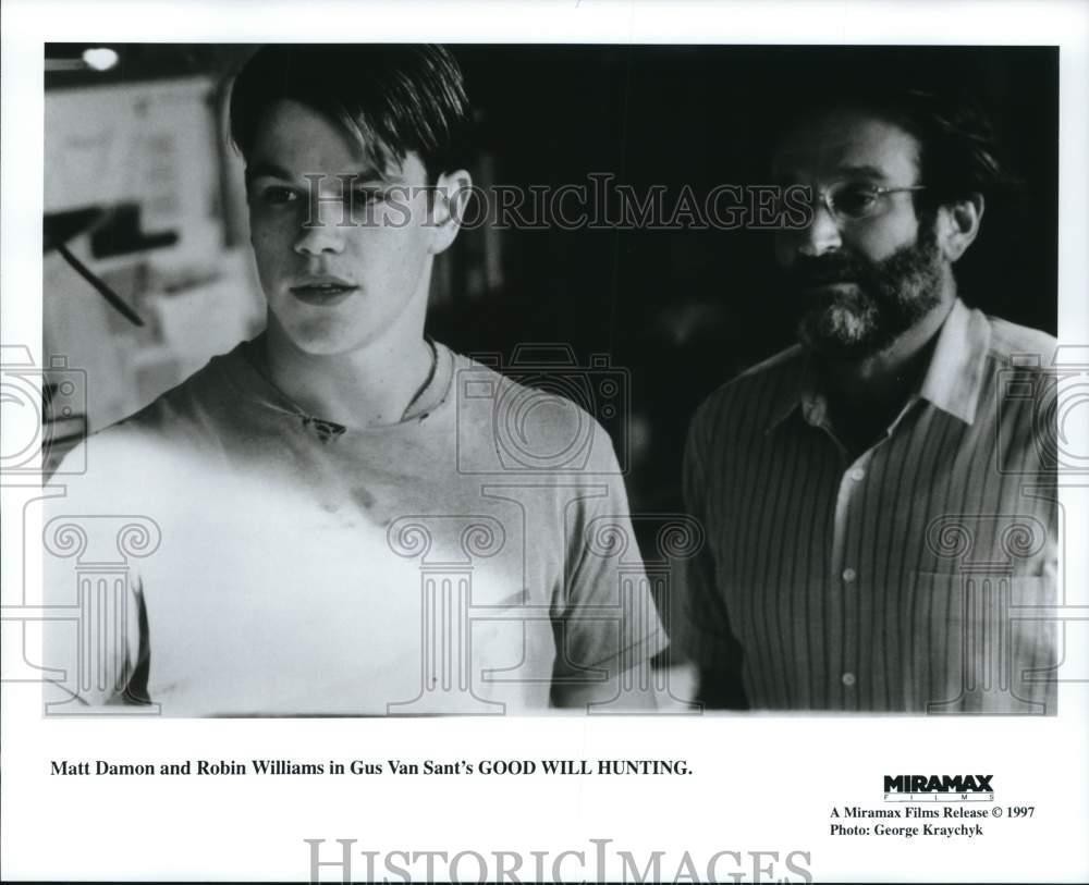 1997 Press Photo Matt Damon and Robin Williams star in 