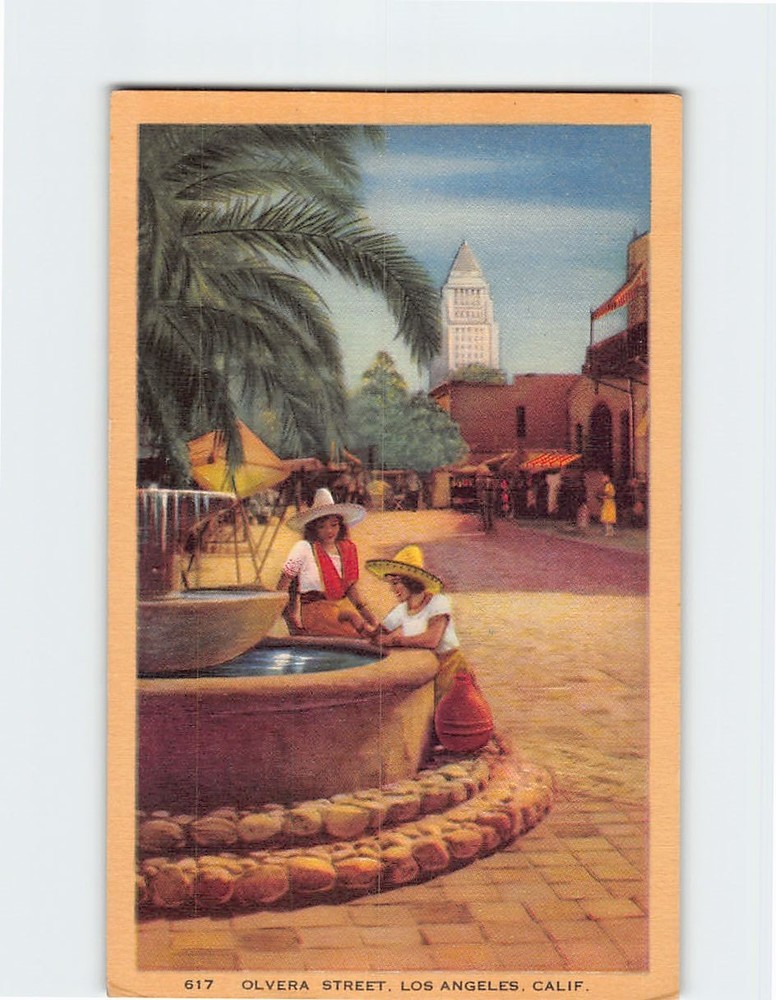 Postcard Olvera Street Los Angeles California USA
