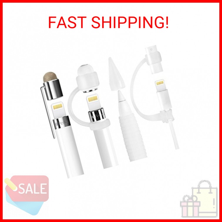 [5-Piece] MEKO Accessories for Apple Pencil Cap Holder/Nib Cover/Lightning Cable
