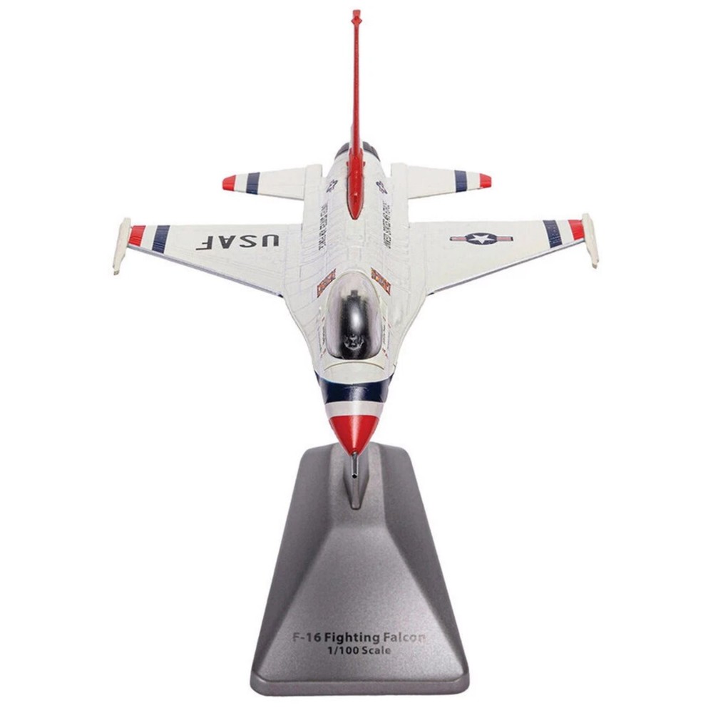 F-16 Thunderbirds Demo Aircraft Diecast Model 1:100 Scale 15.5cm w/Display Stand