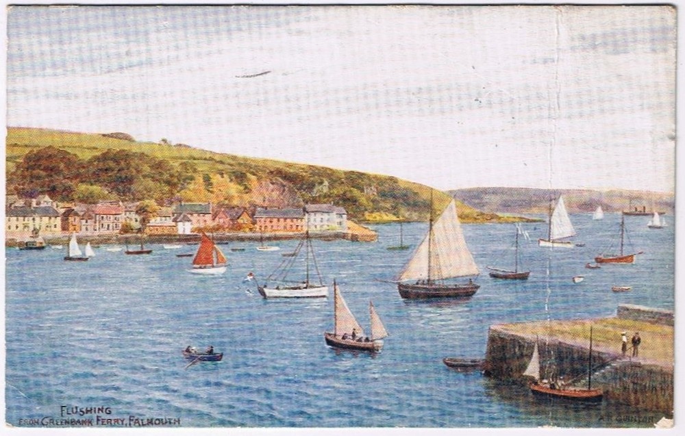 Postcard Art AR Quinton Flushing From Greenbank Ferry Falmouth UK