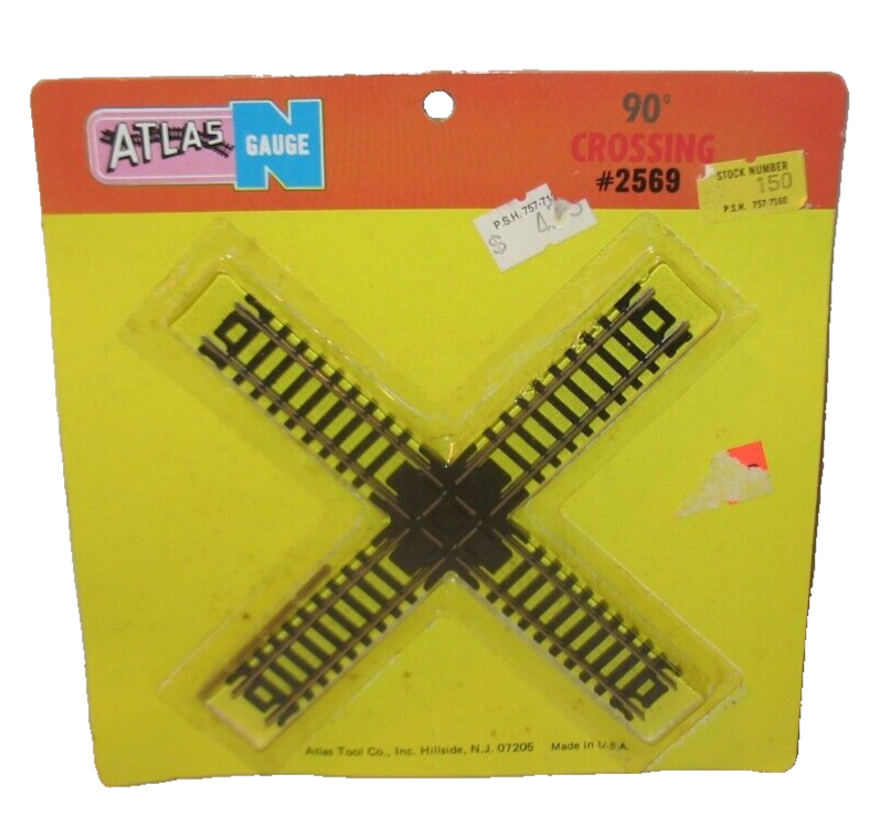 Atlas N gauge Code 80 Nickel Silver Track 90 degree crossing 2569 NOS Sealed