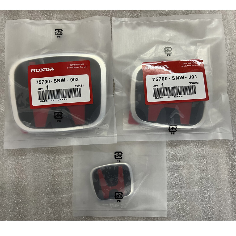 3x Black&Red Front+Rearl+Steering Wheel Emble-m Badge For civic 4DR 2016-2021