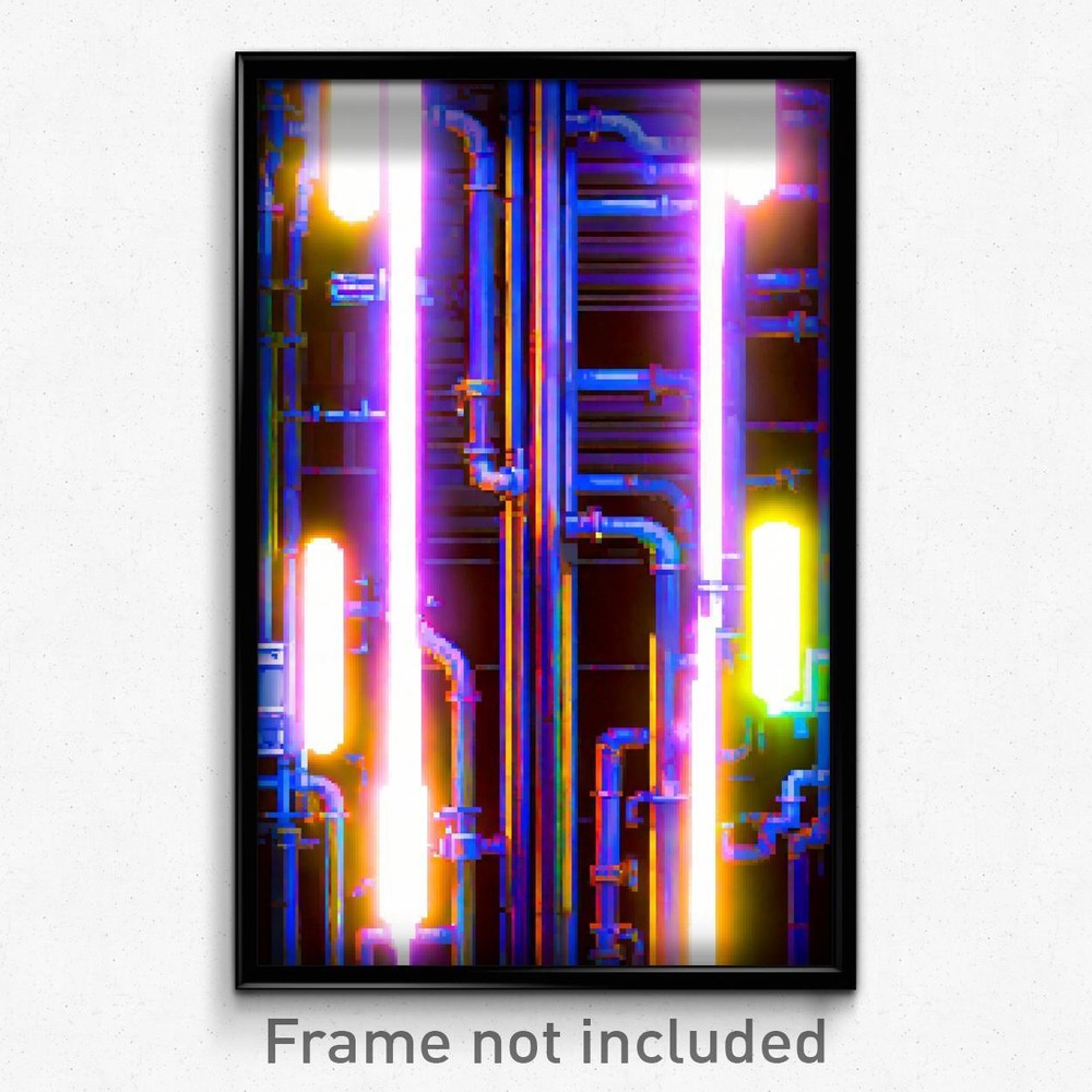 Pixel Art Poster - Crowded Pipes (8 Bit Psychedelic Trippy Video Game Print)