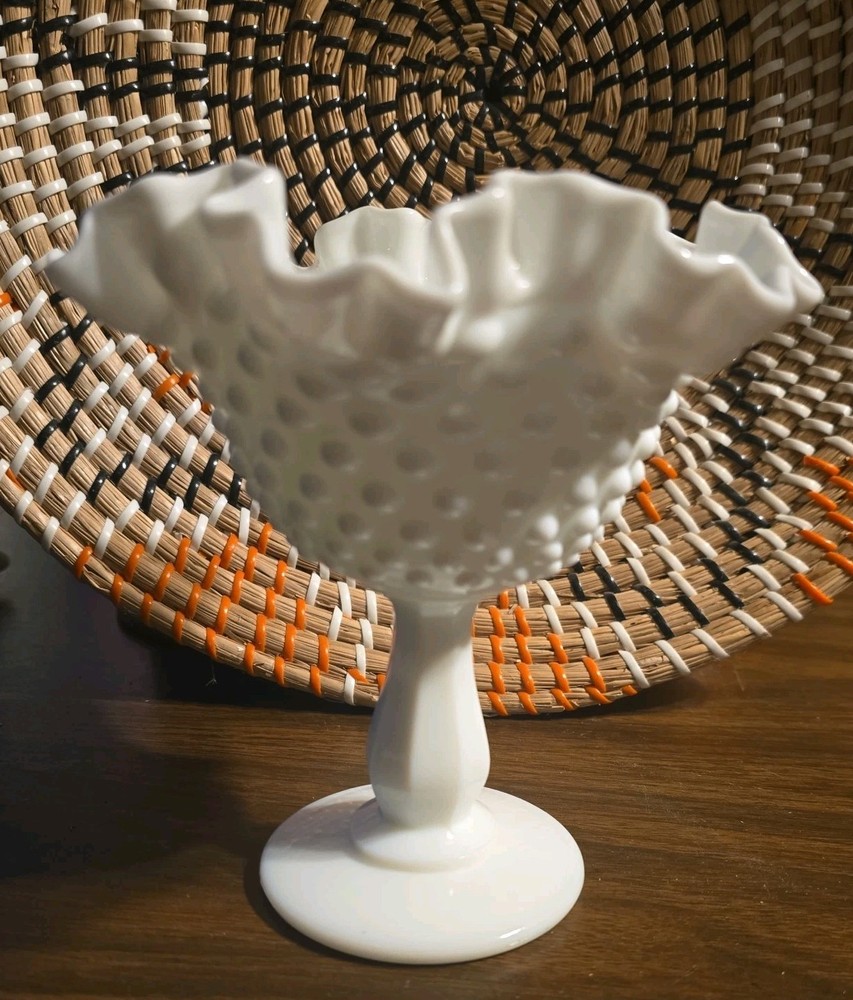 Vintage Fenton Ruffled Edge Pedestal Candy Dish Pre-Owned