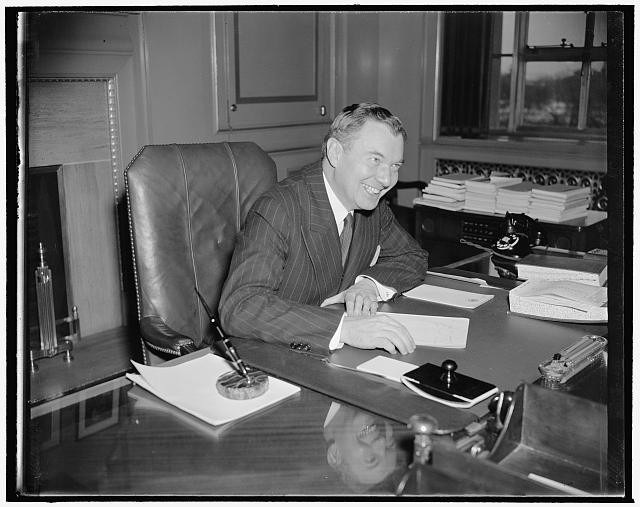 Photo:Unknown Man at Desk 1939 1940 Office Portrait