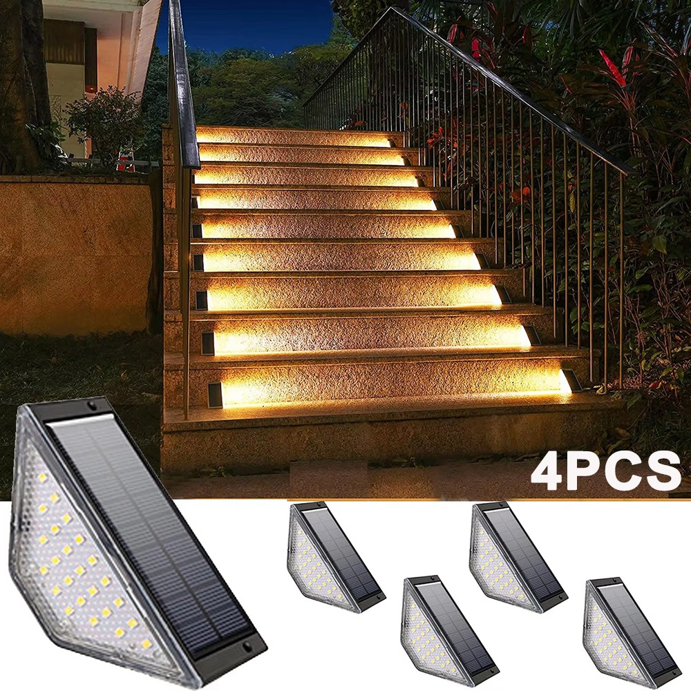 24LED Solar Deck Lights 4Pack for Pathway Stairs Fence Garden Outdoor  