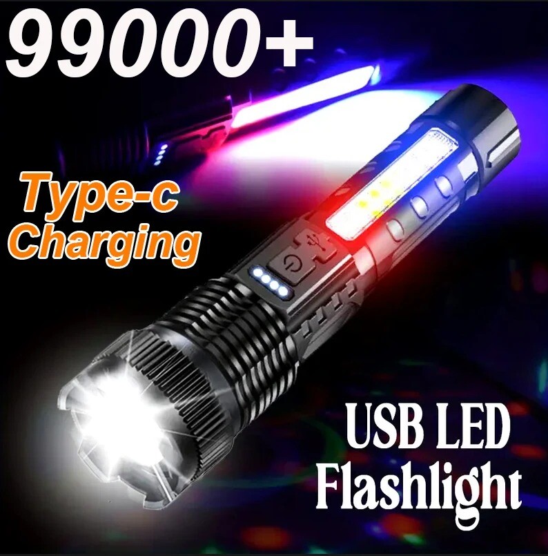 99000 Lumens Super Bright LED Tactical Flashlight Rechargeable LED Work Light