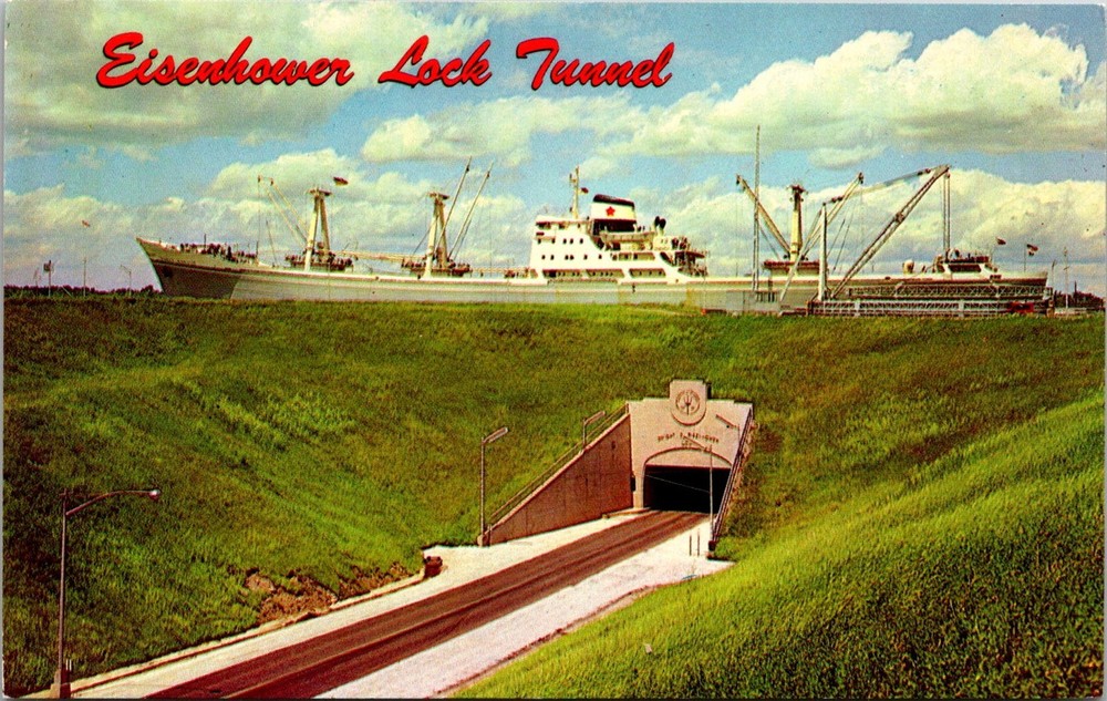 Eisenhower Lock Tunnel Massena NY Vintage Postcard
