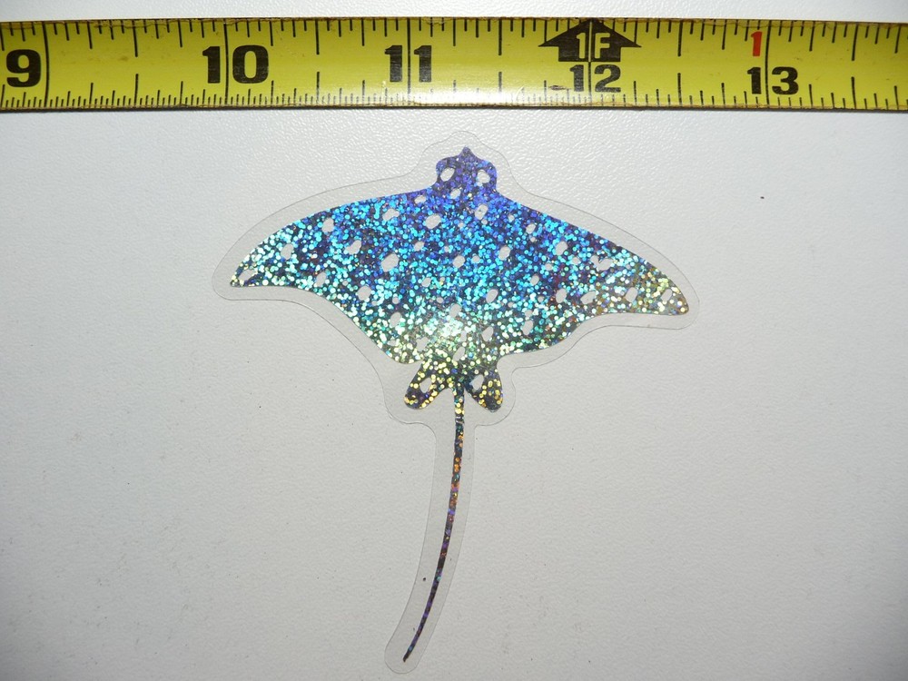 HOLOGRAPHIC MANTA RAY STICKER DECAL OCEAN SEA LIFE SPARKLE