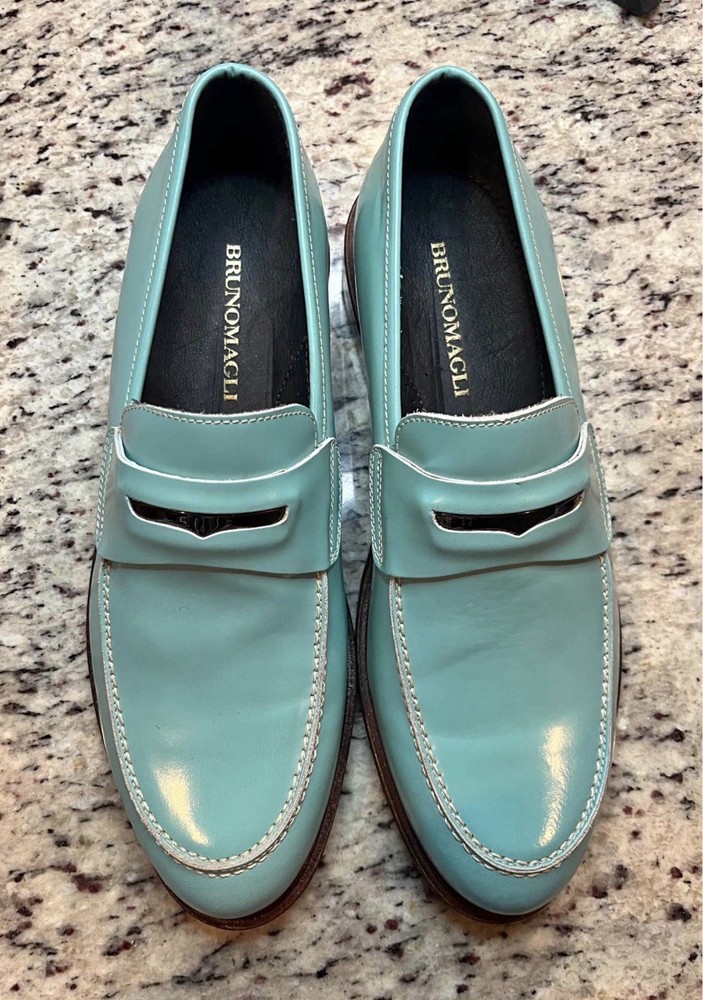 Bruno Magli Turquoise Leather Loafers – Made in Italy – Size 9M