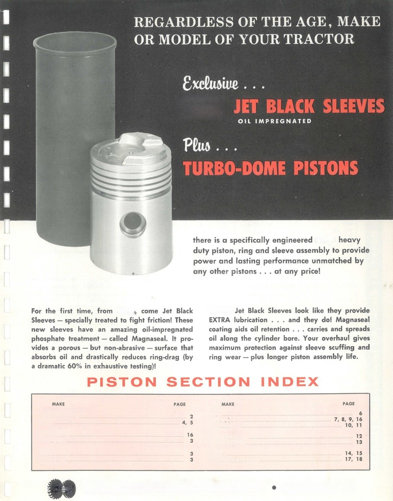 M&W Gear Co.Tractor Pistons Catalog Farmall Ford Oliver Allis Moline +Others