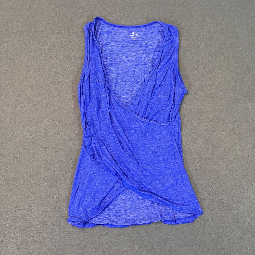 Athleta Wrap Tank Top Womens Size XS Deep Blue Athleisure Coastal Slit Yoga Run