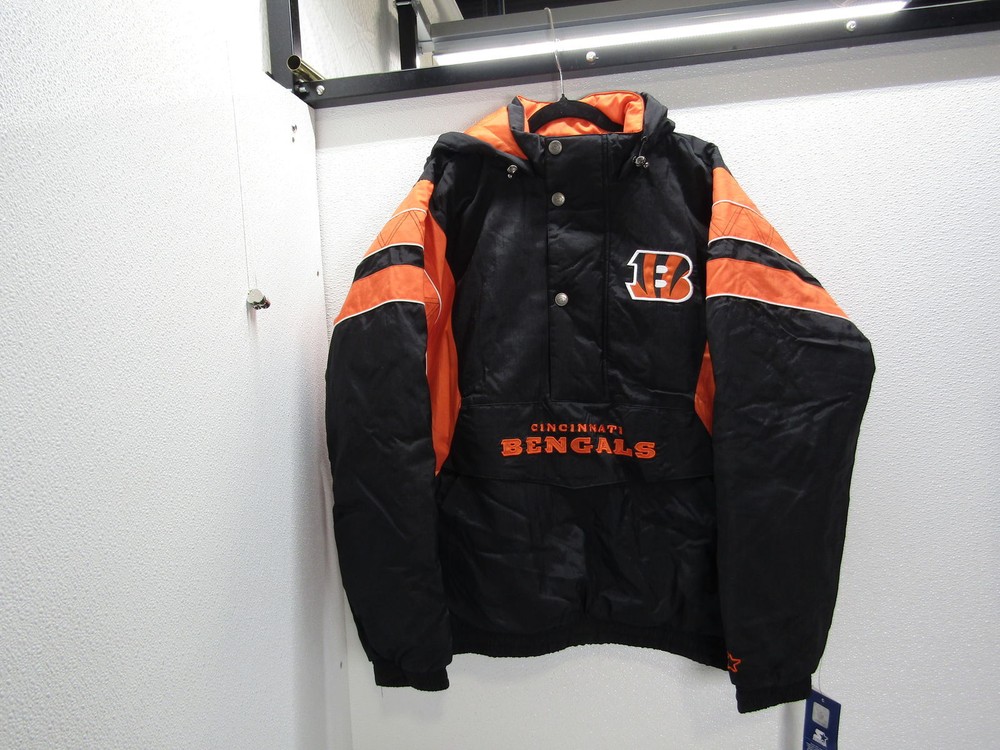 Starter Mens Cincinnati Bengals Home Team Pullover Jacket Size L Black/Orange