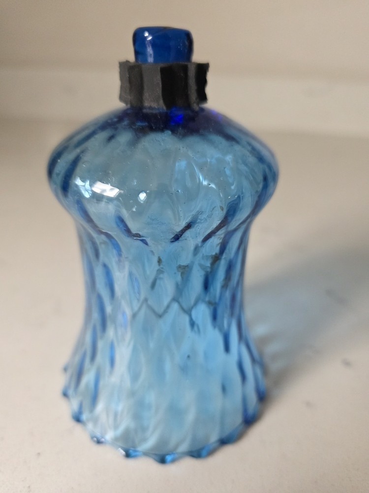 Vintage MCM Home Interiors Blue Honeycomb Glass Candle Holder Sconce Globe EUC