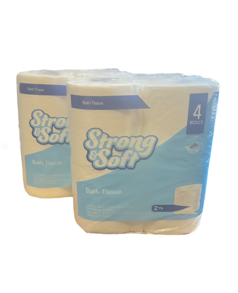 Toilet Paper Unscented Bathroom Tissue Rolls 4 Rolls (Pack of 2)