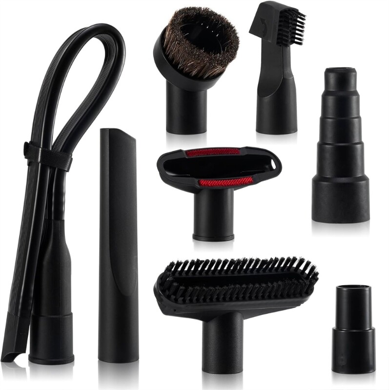 8-Piece Universal Vacuum Kit with Crevice Nozzle and Multi-Tool Attachments