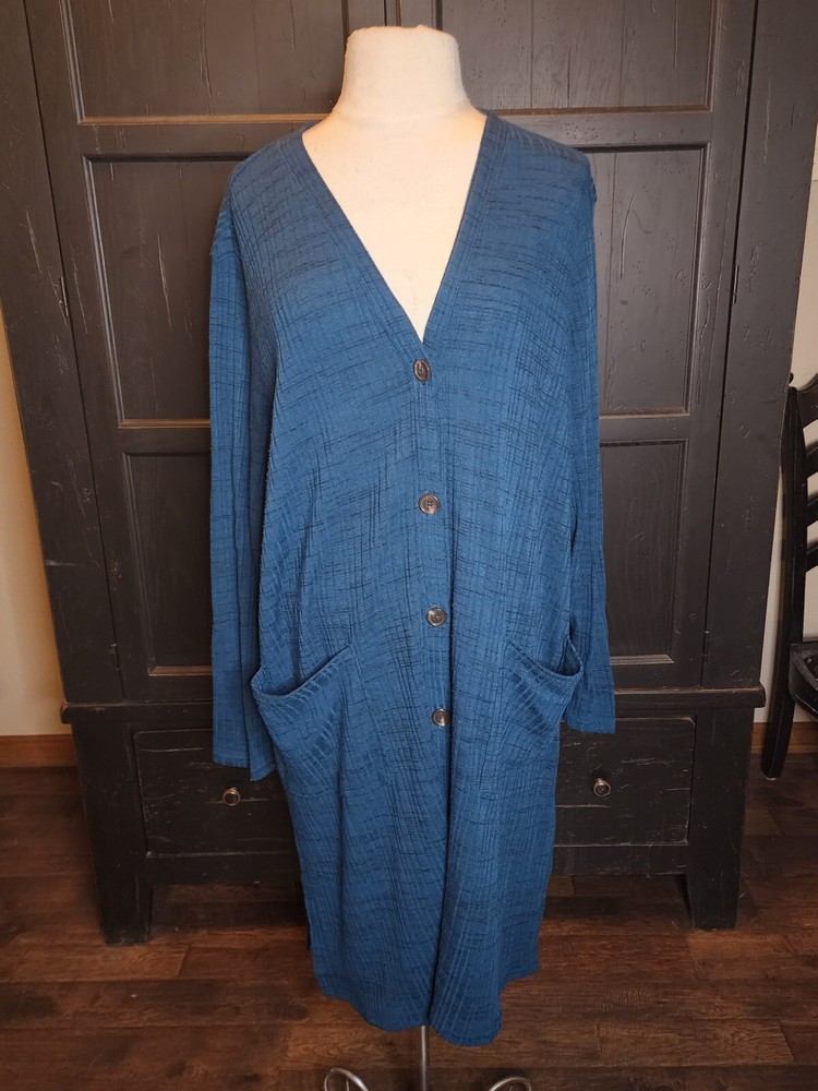 Maurices Button Front Dark Teal Long Cardigan Sweater Women's XL Pre-owned EUC