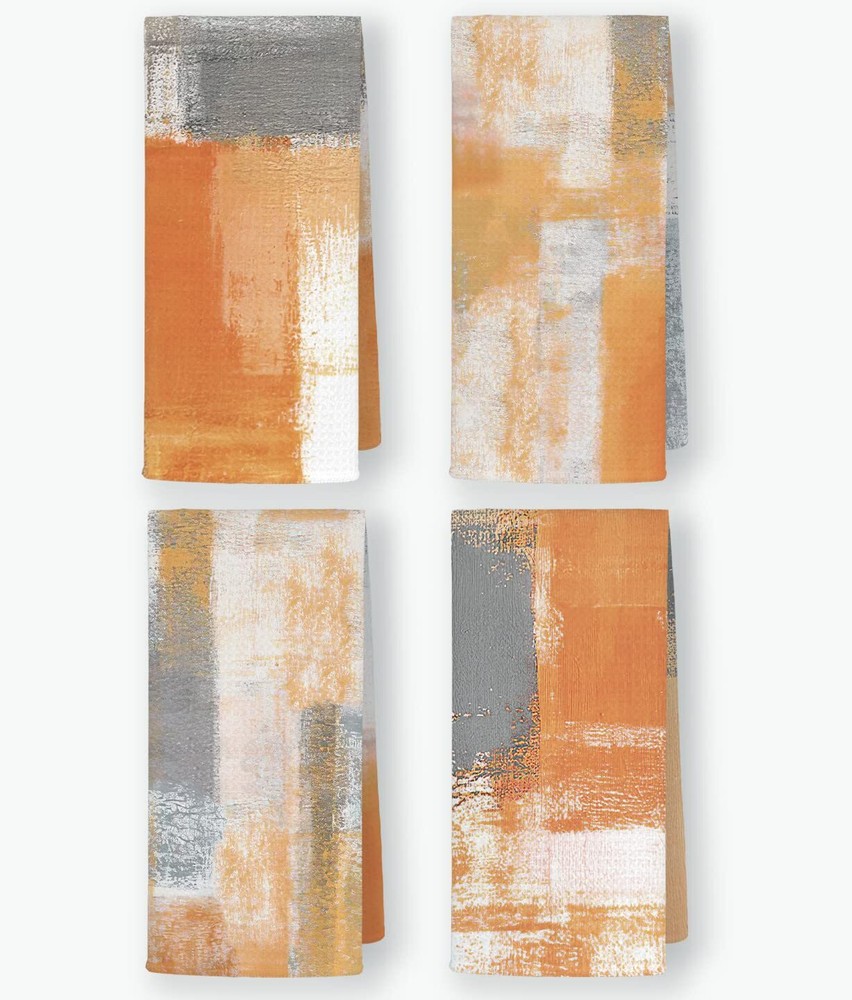 Abstract Modern Graffiti Soft Absorbent Orange Brown Grey Bath Towel-image