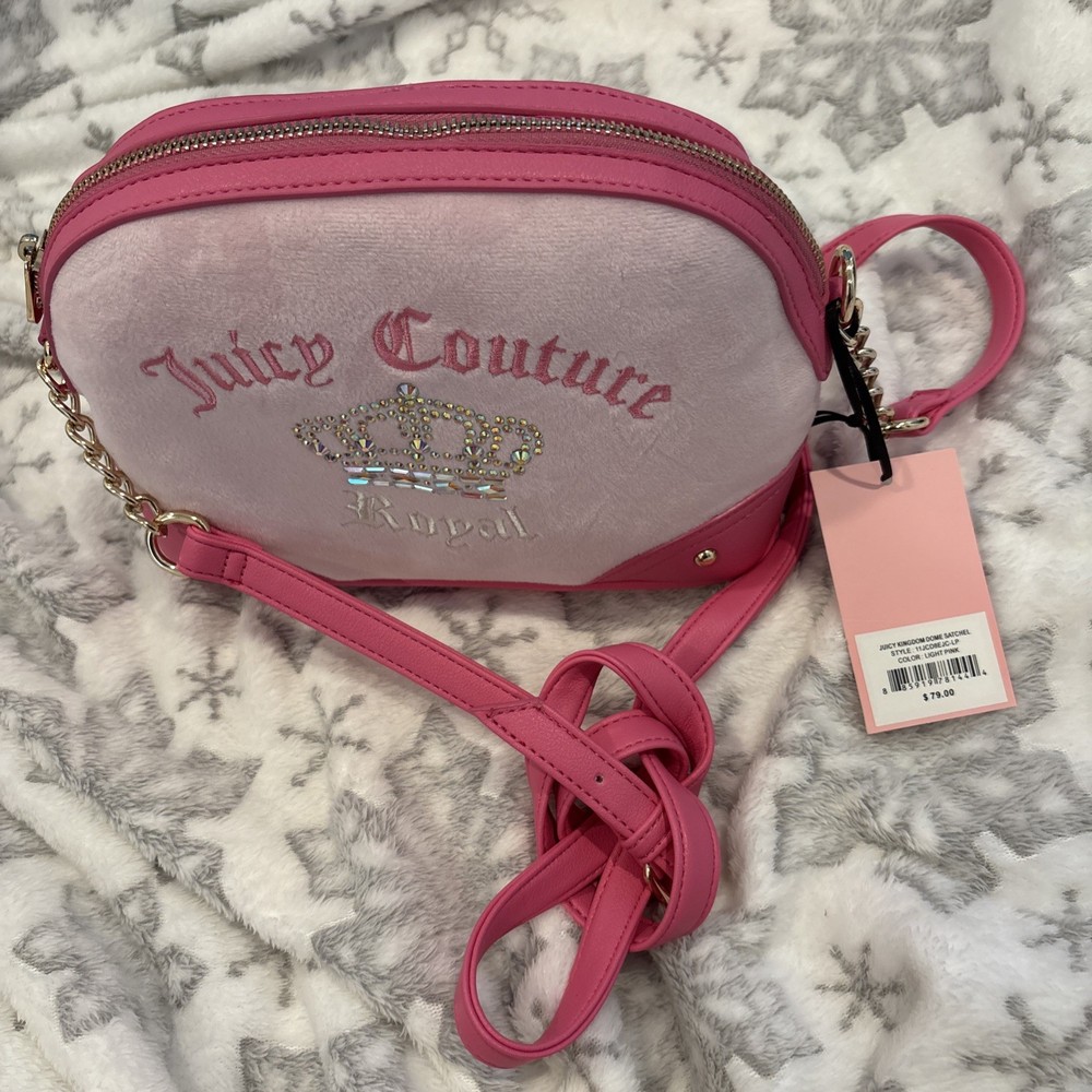 “Juicy Couture” Velour Kingdom Dome Satchel Handbag Light Pink (NEW With Tags)