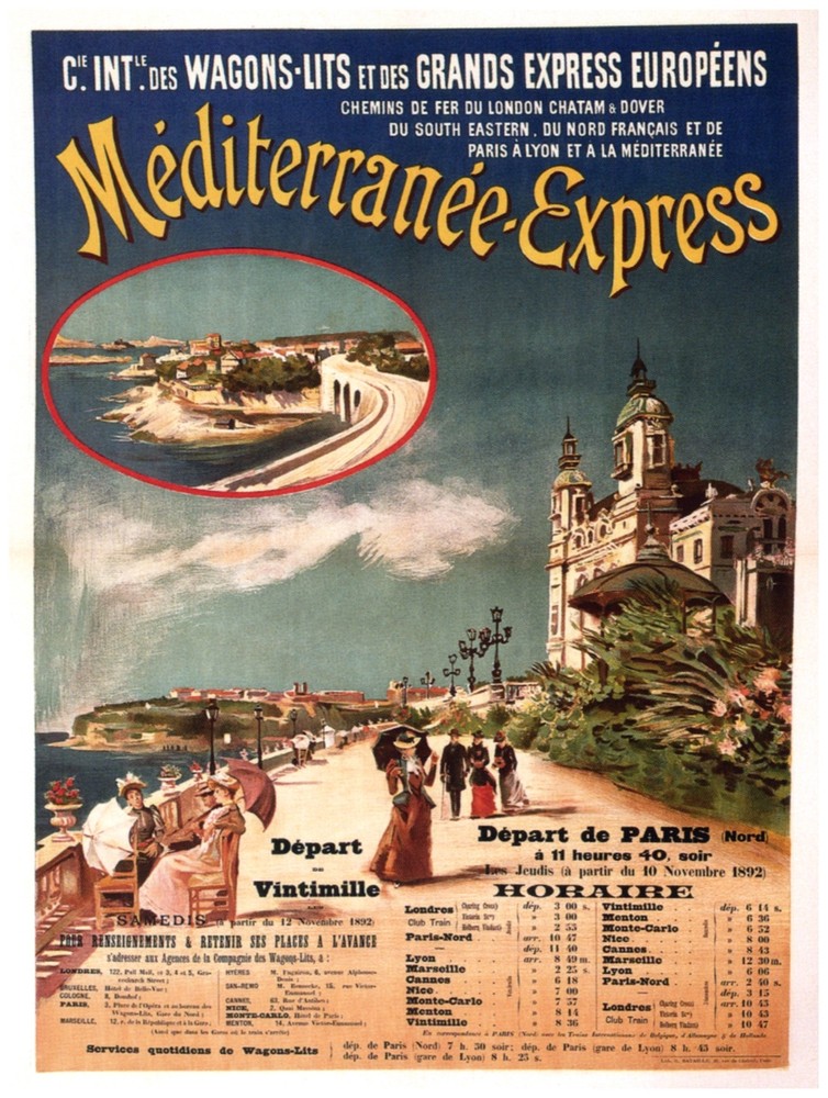 Travel Decor Poster. Mediterranean Express. Fine Graphic Art Design. 1528
