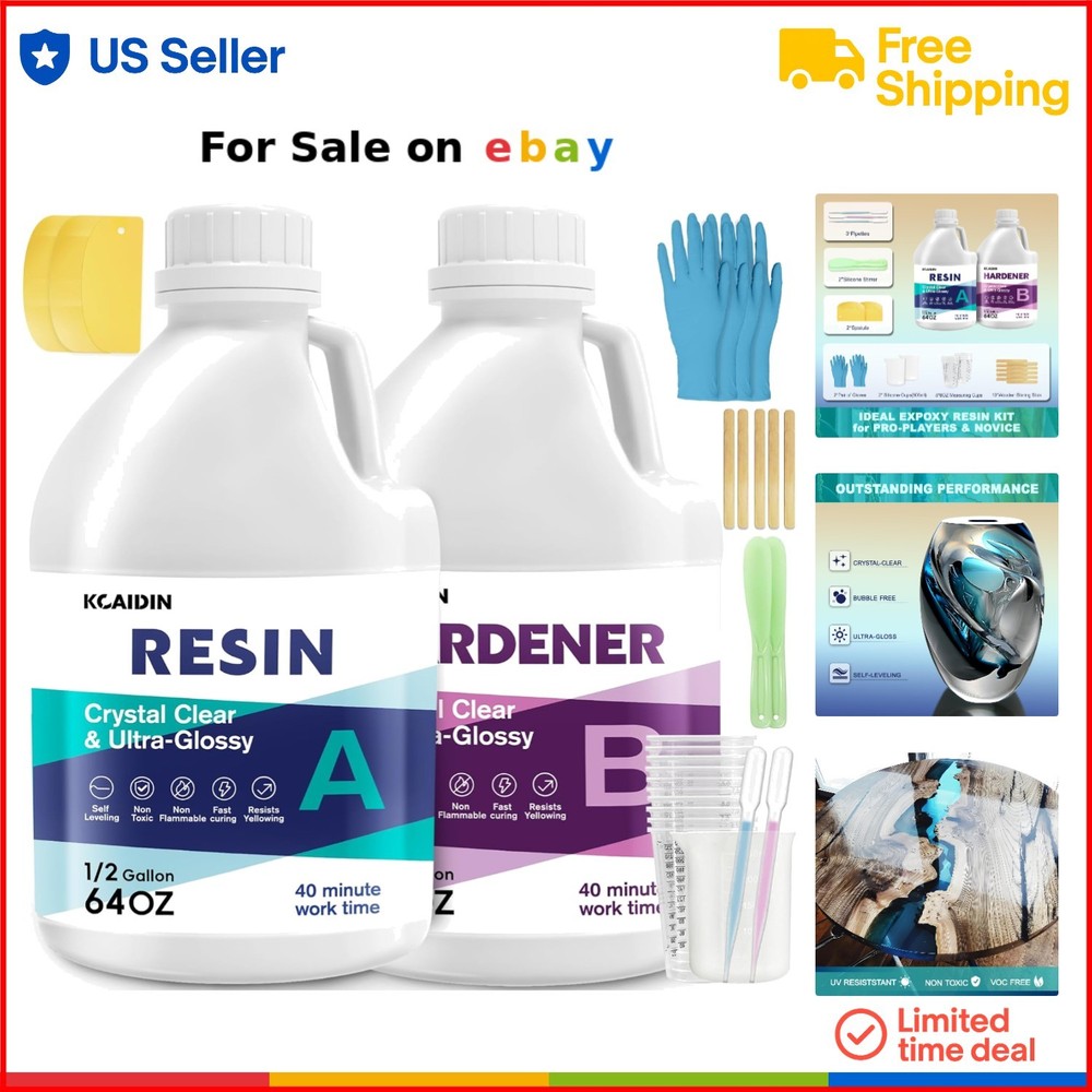 1 Gallon Crystal Clear Epoxy Resin Kit for DIY Art Jewelry Molds