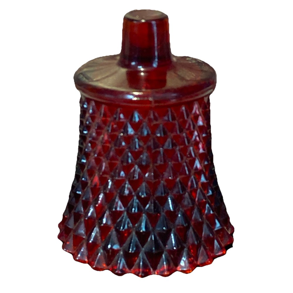 Vintage Homco Red Glass Diamond Point Votive Peg Candle Holder with Grommet