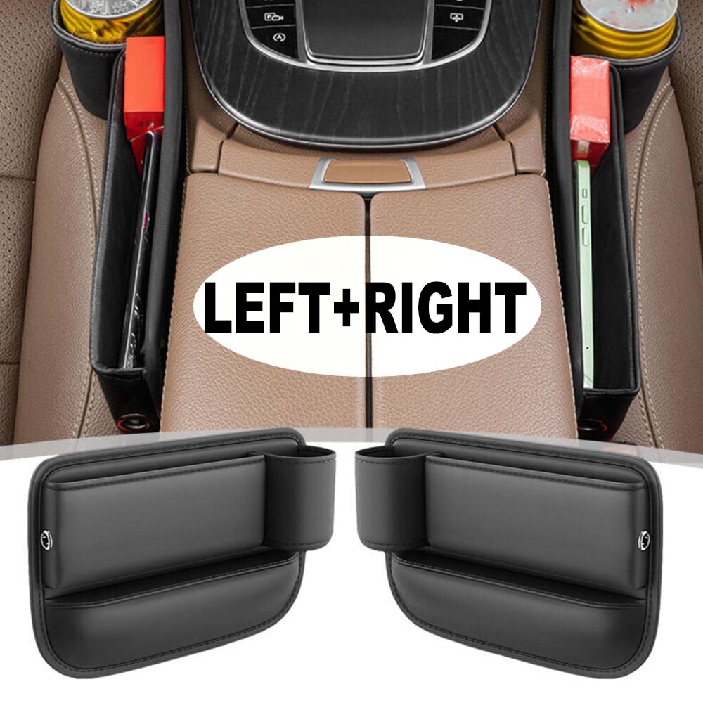 Car Accessories Seat Gap Filler Storage Box Phone Holder Organizer PU Leather #P