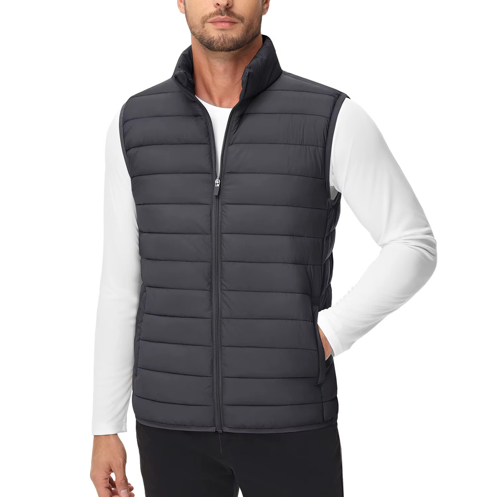 I Mens Puffer Vest Lightweight Warm Windproof Sleeveless Winter Vest Outdoor