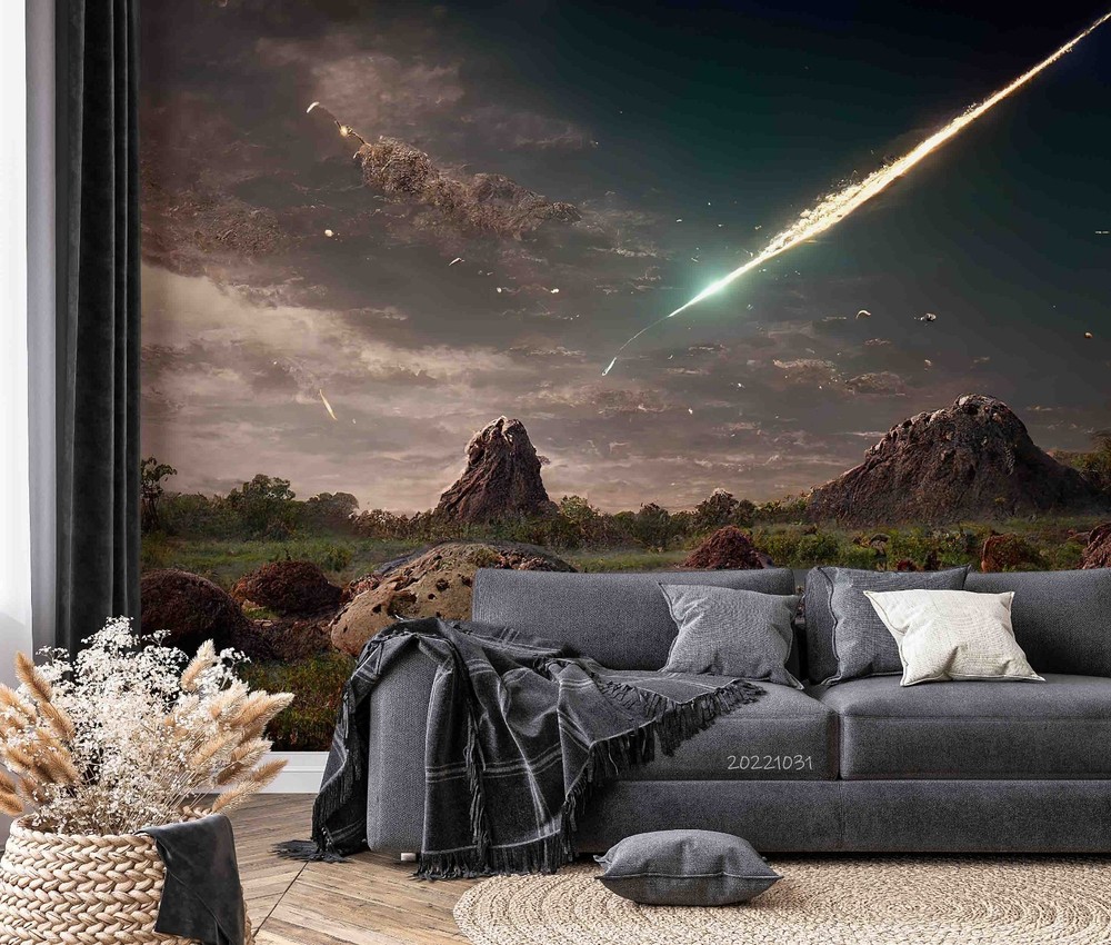 3D Sky Shooting Star Field Landscape Wall Murals Wallpaper Murals Wall Sticker
