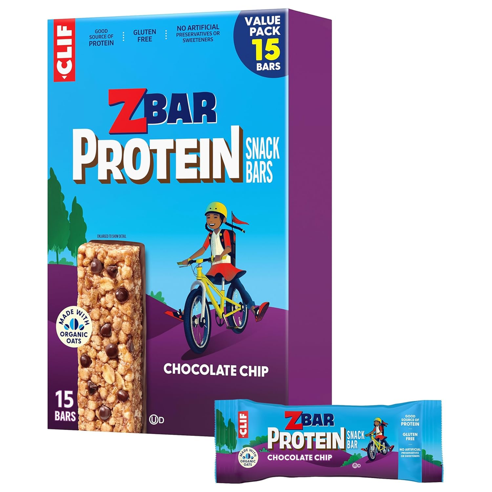 Zbar Protein - Chocolate Chip - Crispy Snack Bars - Made with Organic Oats - Non