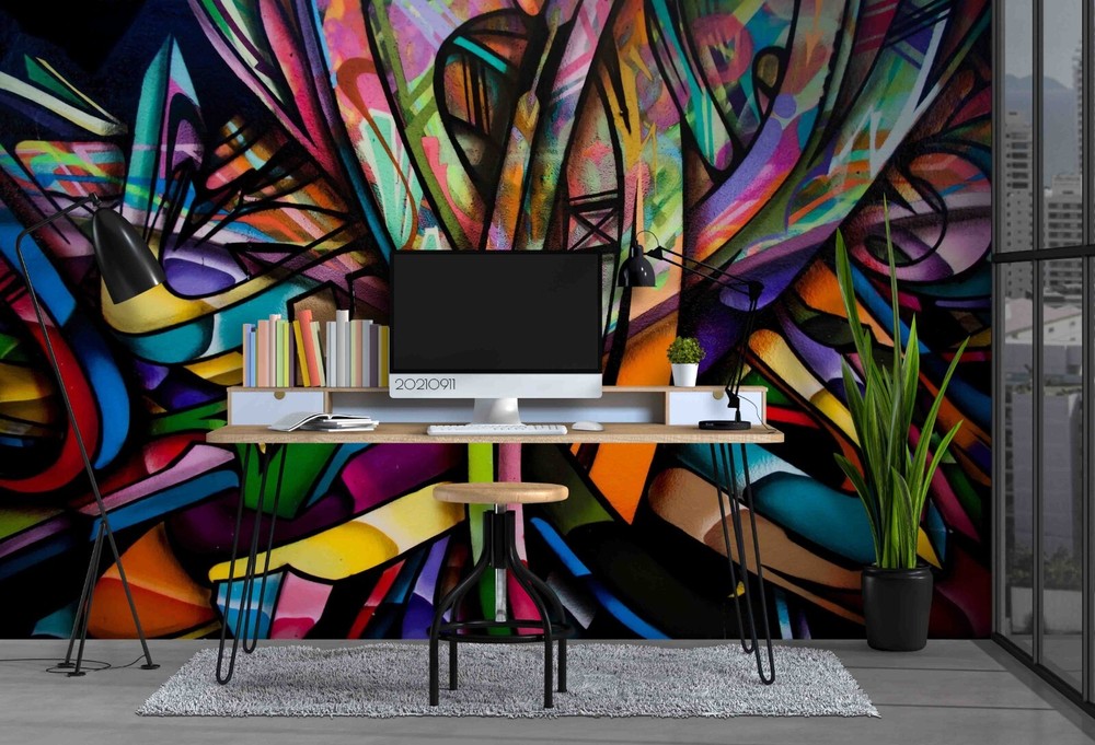 3D Abstract Color Graffiti Wall Murals Wallpaper Murals Wall Sticker-image