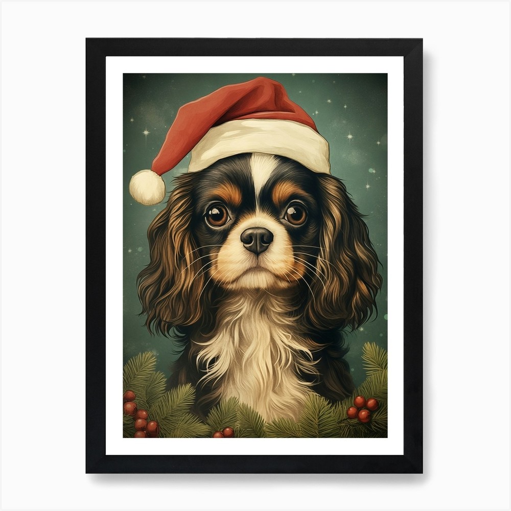 Christmas Dog 2 Art Print Framed Wall Art Poster Canvas Print Picture
