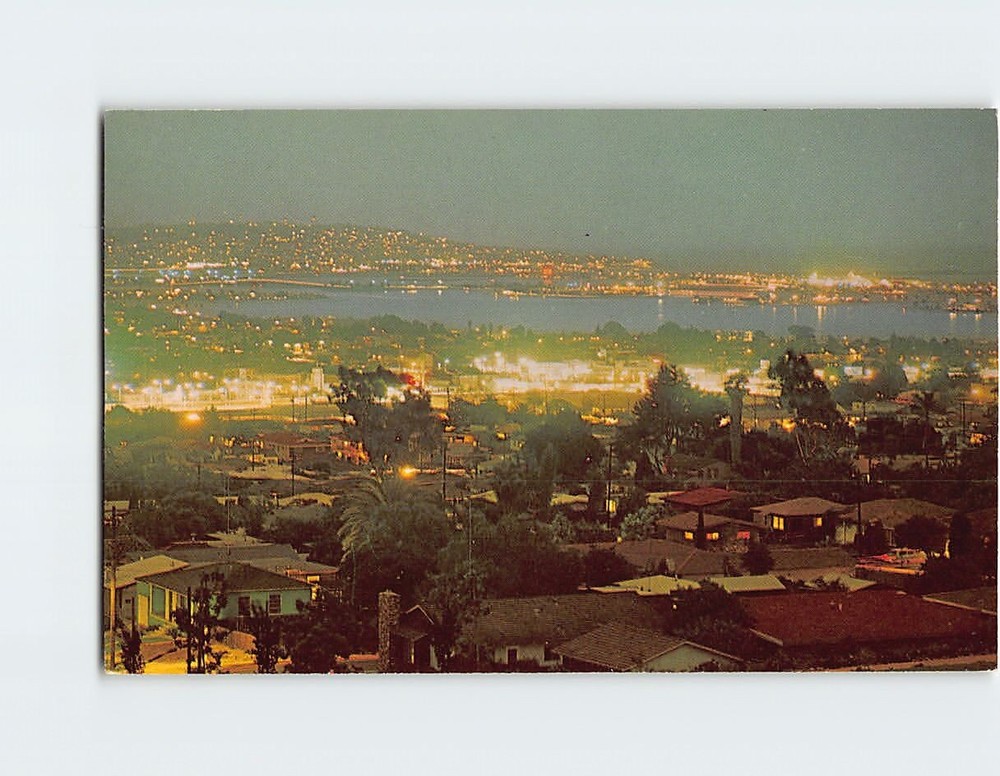 Postcard Mission Bay & Pacific Beach at Night San Diego California USA
