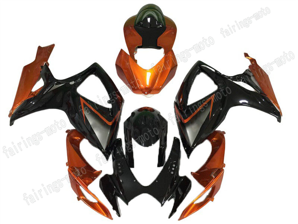 06-07 GSXR 600 750 K6 ABS Fairing Set in Black & Orange