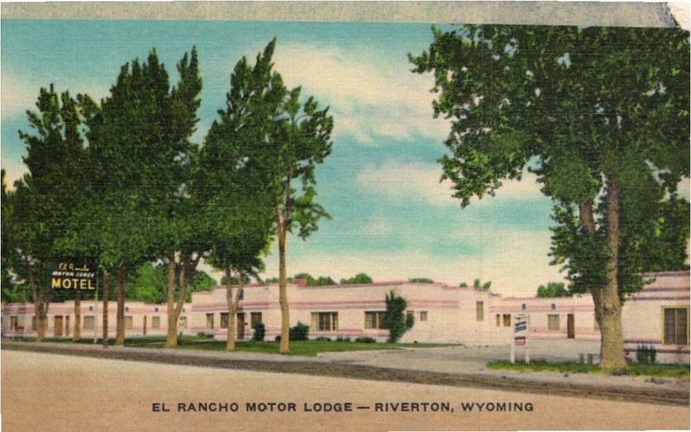 El Rancho Motor Lodge Riverton Wyoming 1940s Postcard roadside motel