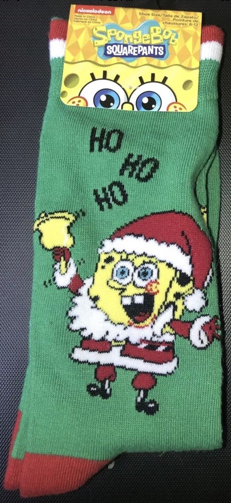 Nickelodeon SpongeBob SquarePants Christmas Unisex Crew Socks Brand New Holiday Gift
