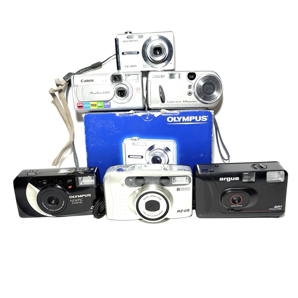 Sony CyberShot Canon PowerShot Olympus Digital & Ricoh Argus Film Cameras