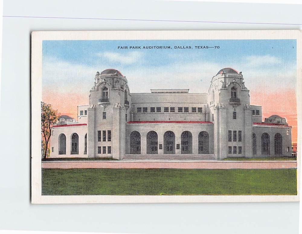 Postcard Fair Park Auditorium Dallas Texas USA