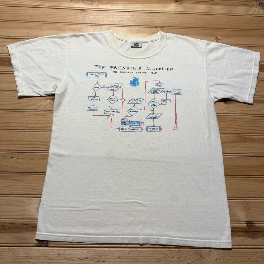 Y2K The Big Bang Theory Sheldon Cooper Friendship Algorithm Graphic Shirt Large
